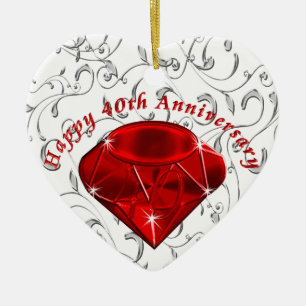 Cheap 40th Jubileum Gifts, Ruby design Keramisch Ornament