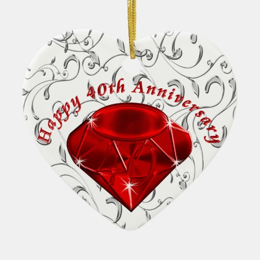 Cheap 40th Jubileum Gifts, Ruby design Keramisch Ornament (Voorkant)