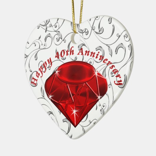 Cheap 40th Jubileum Gifts, Ruby design Keramisch Ornament (Links)