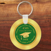 Cheap 45th Class Reunion Souvenirs, Green and Gold Sleutelhanger (Voorkant)
