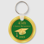 Cheap 45th Class Reunion Souvenirs, Green and Gold Sleutelhanger (Achterkant)
