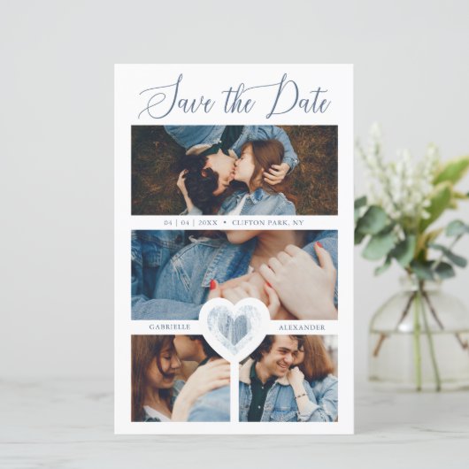 Cheap 4 Foto's blauw hart Engaged Couple Session (Staand voorkant)