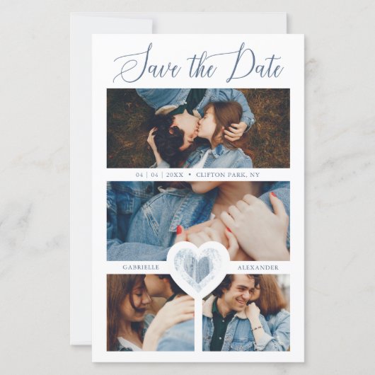 Cheap 4 Foto's blauw hart Engaged Couple Session (Voorkant)