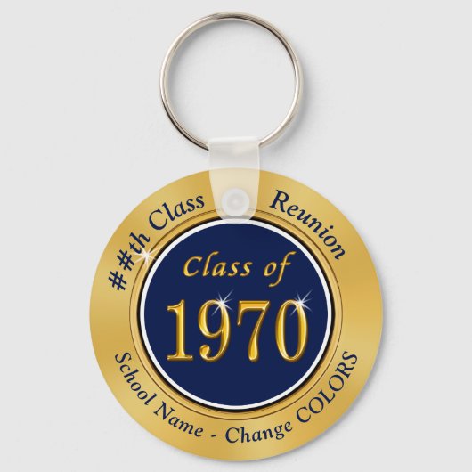 Cheap 50th Class Reunion Gifts, Klasse of 1970 Nav Sleutelhanger (Voorkant)