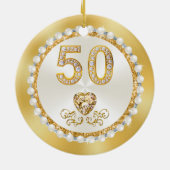 Cheap 50th Wedding Jubileum Gifts, Gold Favors Keramisch Ornament (Achterkant)