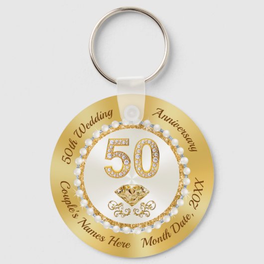 Cheap, 50th Wedding Jubileum Party Favors Sleutelhanger (Voorkant)