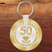 Cheap, 50th Wedding Jubileum Party Favors Sleutelhanger (Achterkant)