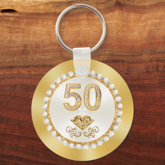 Cheap, 50th Wedding Jubileum Party Favors Sleutelhanger (Achterkant)