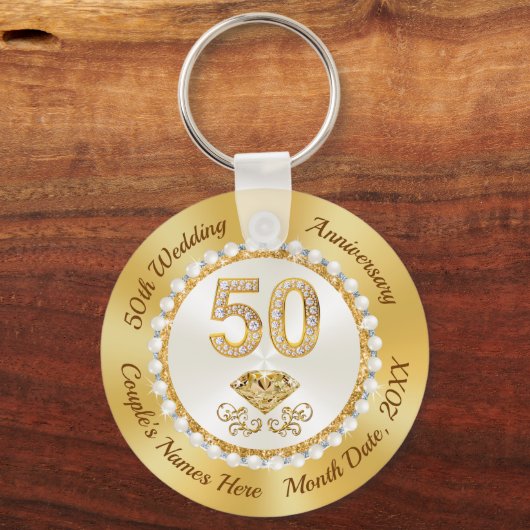 Cheap, 50th Wedding Jubileum Party Favors Sleutelhanger (Voorkant)