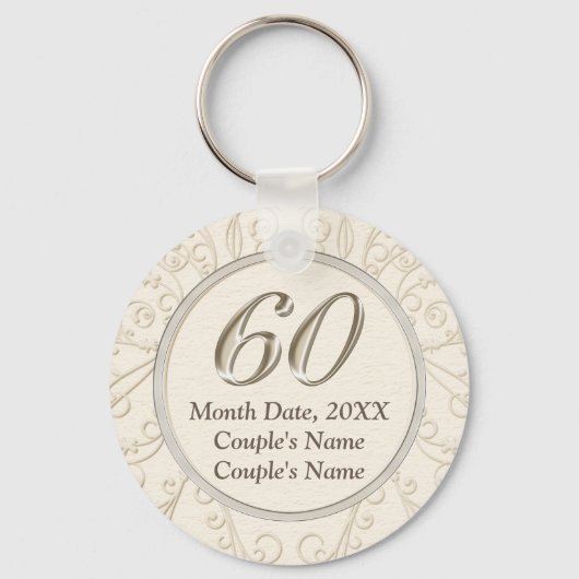 Cheap 60th Wedding Jubileum Favors PERSONALIZED Sleutelhanger (Voorkant)