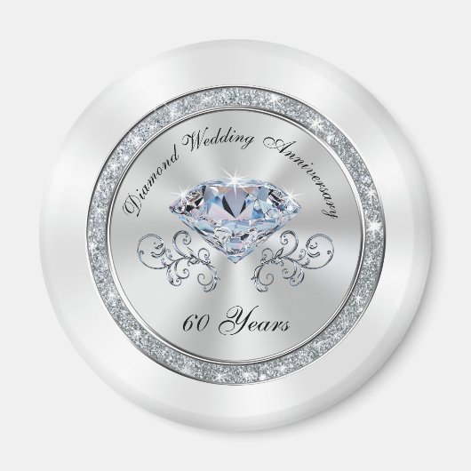Cheap 60th Wedding Jubileum Party Favors BULK Magneet (Voorkant)