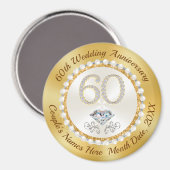 Cheap, 60th Wedding Jubileum Party Favors Keych Magneet (Voorkant / Achterkant)