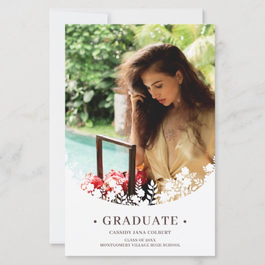 Cheap Afstuderen Elegant Floral Lijst Foto (Voorkant)