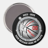 Cheap Basketball Souvenirs for Girls, Black, Red Magneet (Voorkant / Achterkant)