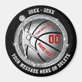 Cheap Basketball Souvenirs for Girls, Black, Red Magneet (Voorkant)