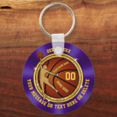Cheap Basketball Team Gift Ideeën, Paars en goud Sleutelhanger (Voorkant)