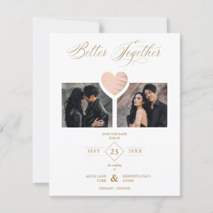 Cheap Better Together Pink Golden Heart 2 Foto's