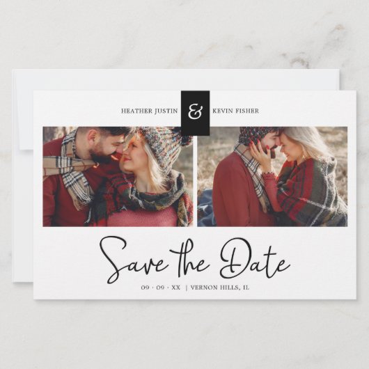 Cheap Black Custom 2 Foto's Direct Engaged Couple (Voorkant)