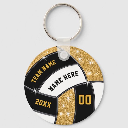 Cheap Black, Gold, White, Volleyball Party Favors Sleutelhanger (Voorkant)