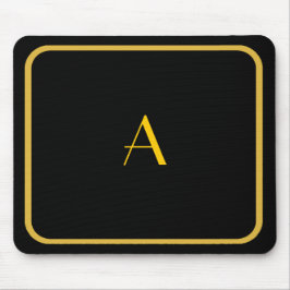 Cheap Black Mousepad met Gold Lijst en monogram Muismat