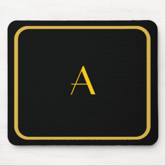 Cheap Black Mousepad met Gold Lijst en monogram Muismat