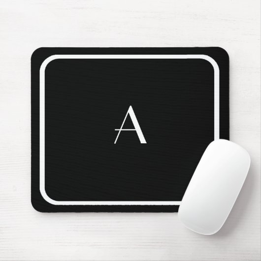 Cheap Black Mousepad w/ White Monogram & Lijst Muismat (Met muis)