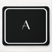Cheap Black Mousepad w/ White Monogram & Lijst
