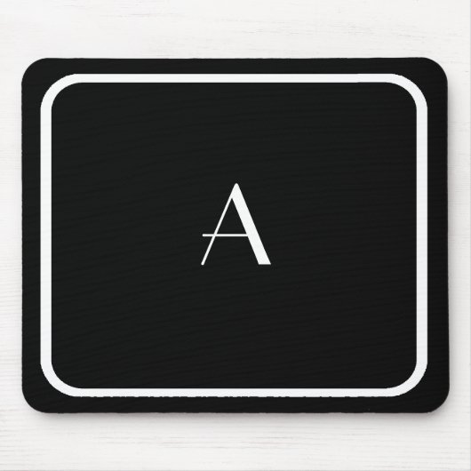 Cheap Black Mousepad w/ White Monogram & Lijst Muismat (Voorkant)