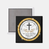 Cheap Black, White, Gold, Church Party Favors Magneet (Voorkant / Achterkant)