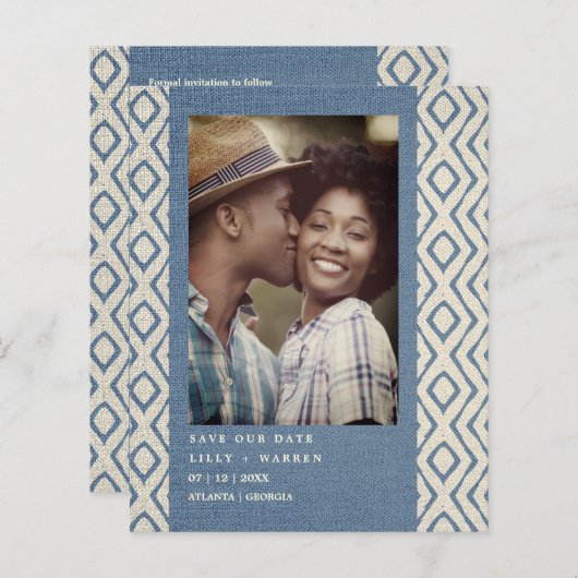 Cheap Blue Boho Textile Textile Romantic Photo (Voorkant / Achterkant)