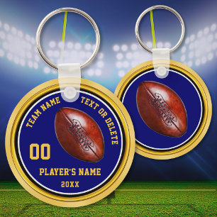 Cheap Blue en Gold Football Party Favors Football Sleutelhanger