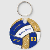 Cheap Blue, White en Gold Volleyball Sleutelhanger (Voorkant)