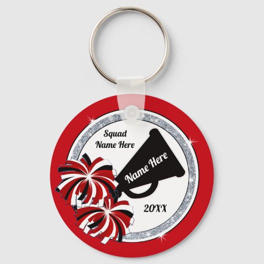 Cheap Cheerleader Gifts in BULK, Uw KLEUR, TEKST Sleutelhanger (Voorkant)