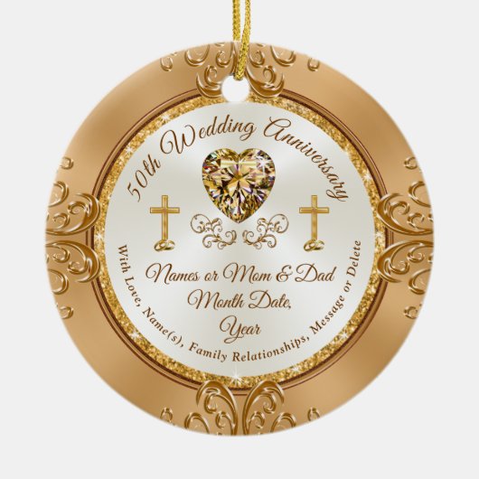 Cheap, Christelijk 50e Jubileum Gifts of Favors Keramisch Ornament (Voorkant)