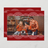 Cheap Christmas Red Nice Lace Effect Family Photo (Voorkant / Achterkant)
