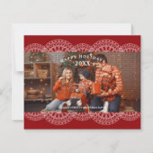 Cheap Christmas Red Nice Lace Effect Family Photo (Voorkant)