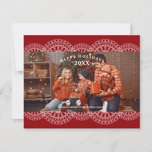 Cheap Christmas Red Nice Lace Effect Family Photo (Voorkant)