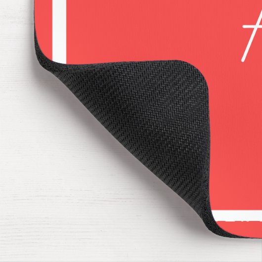 Cheap Coral Red Mousepad w/White Monogram Muismat (Hoek)
