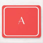 Cheap Coral Red Mousepad w/White Monogram Muismat (Voorkant)