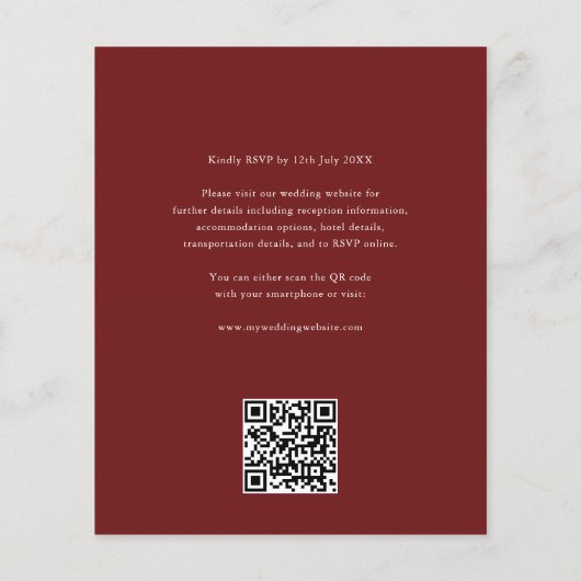 Cheap Elegant Monogram Wedding QR Code Burgundy Flyer (Achterkant)