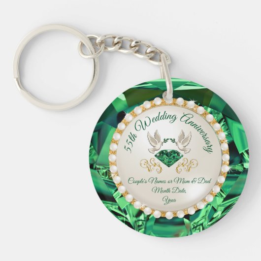 Cheap Emerald, 55e Jubileum Gifts for Couples Sleutelhanger (Voorkant)
