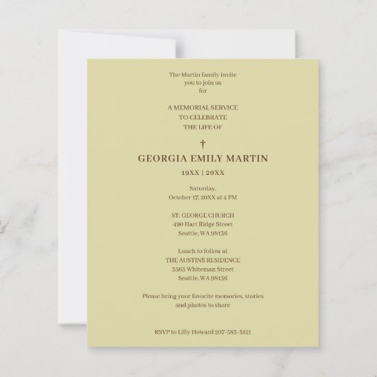 Cheap Floral Frame Elegant Photo Funeral (Achterkant)