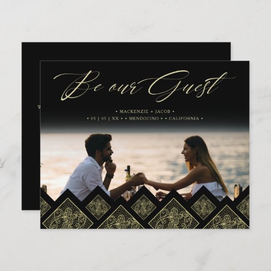 Cheap Flourish Lace Gold Ornament Photo Wedding  (Voorkant / Achterkant)