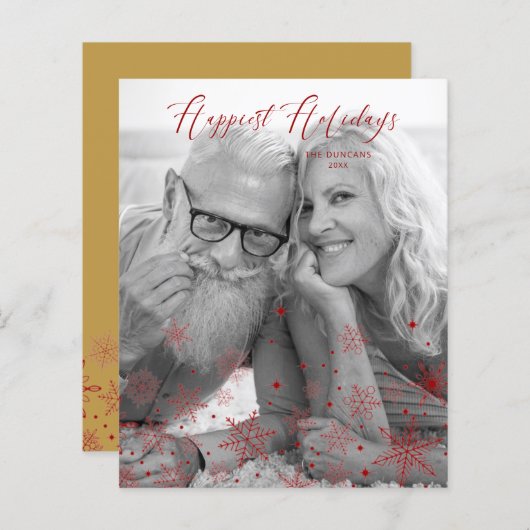 Cheap Gold Christmas Snowflakes Happiest Holidays (Voorkant / Achterkant)