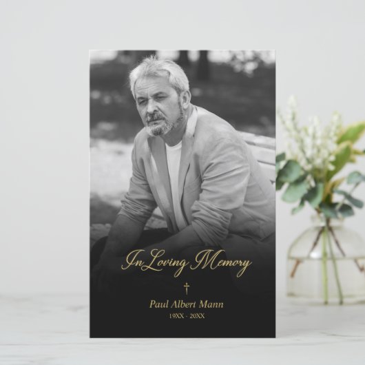 Cheap Golden in Loating Memory BW Photo Funeral (Staand voorkant)