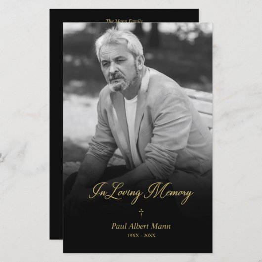 Cheap Golden in Loating Memory BW Photo Funeral (Voorkant / Achterkant)