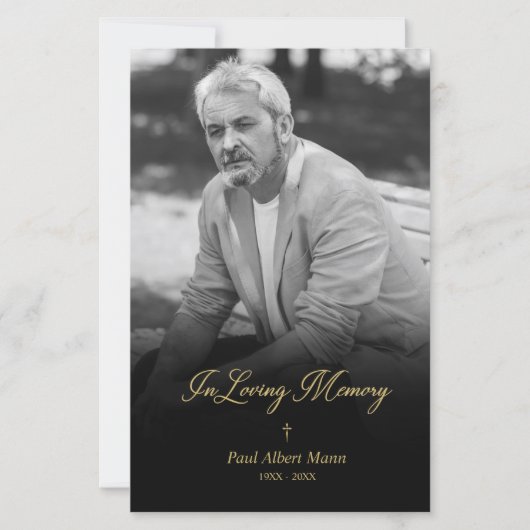 Cheap Golden in Loating Memory BW Photo Funeral (Voorkant)