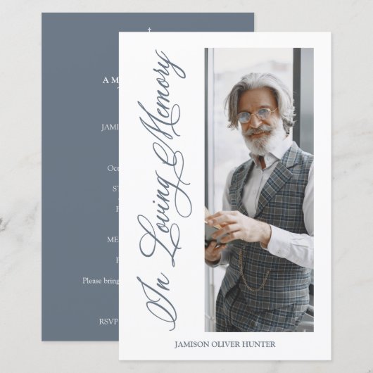 Cheap Gray Traditional & Elegant Photo Funeral (Voorkant / Achterkant)