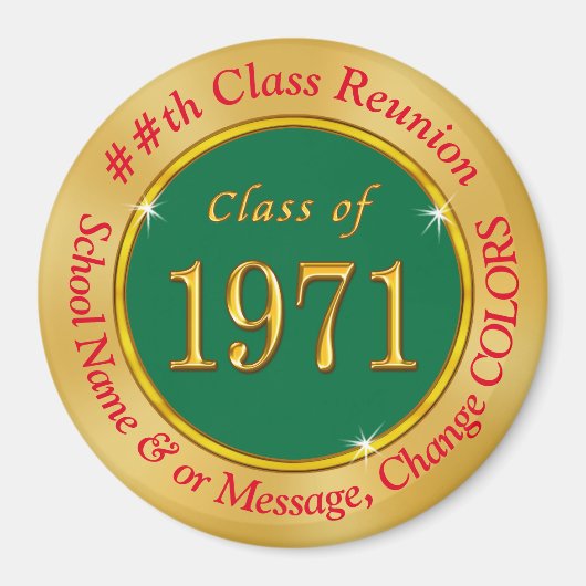 Cheap Green, Gold, Red, klasse 1971 Favors Magneet (Voorkant)