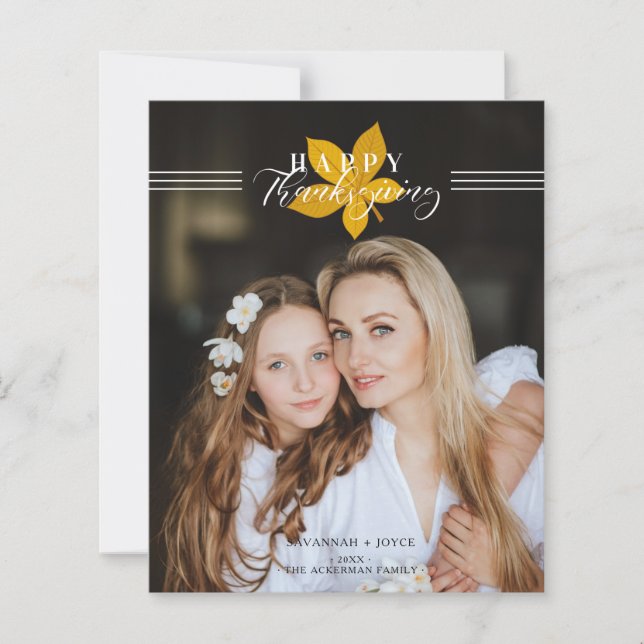 Cheap Happy Thanksgiving Script Leaves Photo (Voorkant)